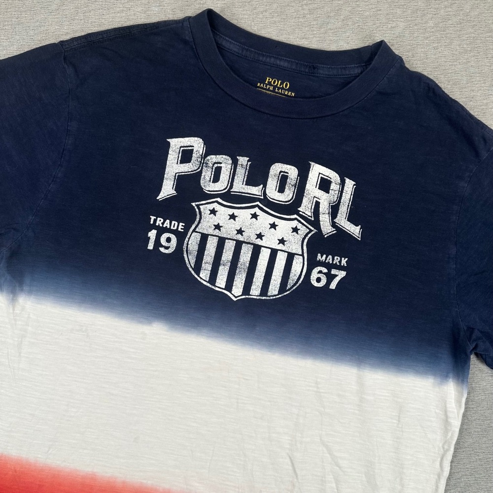 Polo Ralph Lauren Shirt Kids XL Red White Blue Colorblock Graphic Shield Tee